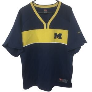 Vintage Michigan Wolverines NCAA Team Nike Basketball Shooting Warmup Shirt L